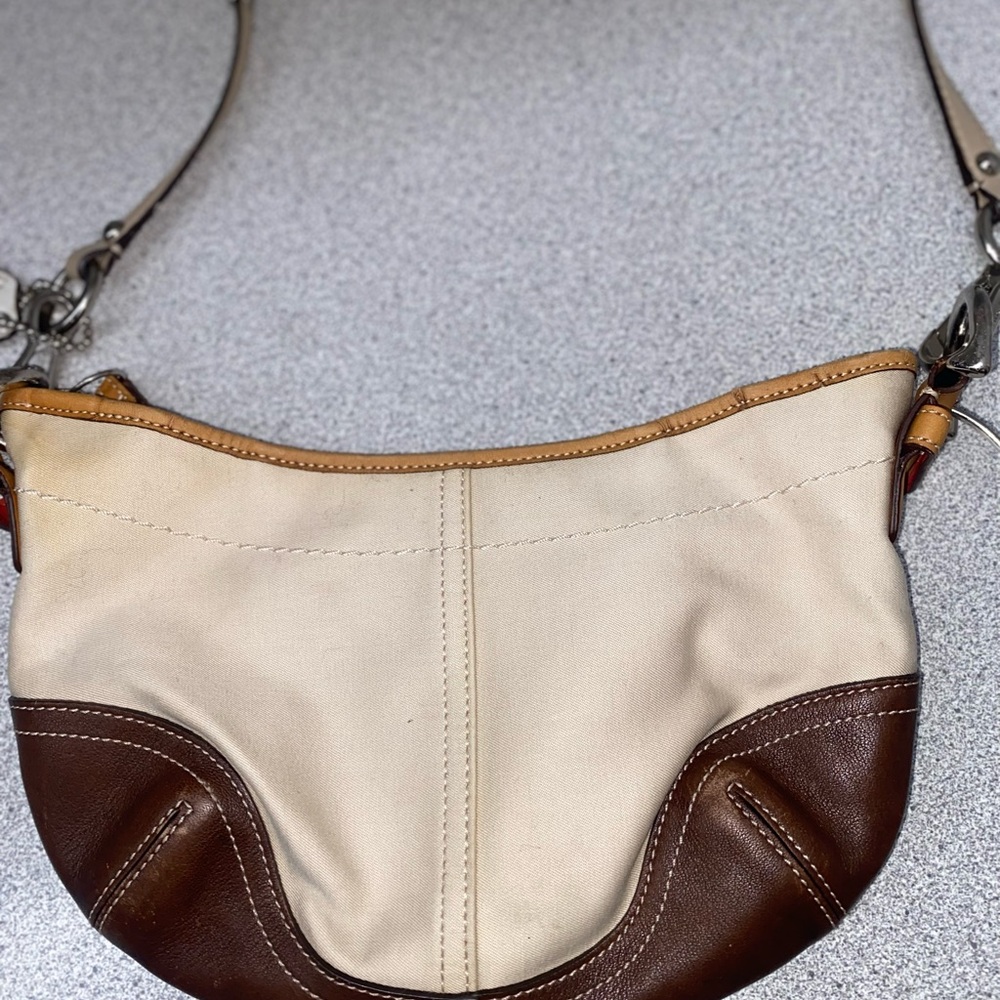 Coach Vintage Cream/Khaki Multi Small Shoulder Bag GUC - Picture 6 of 15